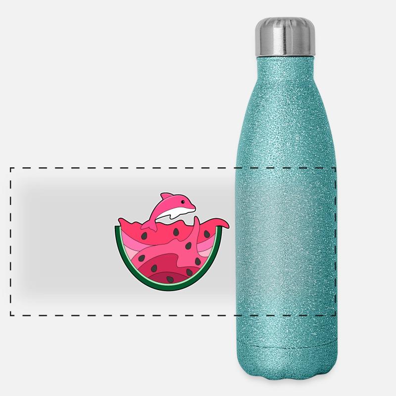 Pastèque dauphin-eau Gourde isotherme panoramique pailletée 500 ml