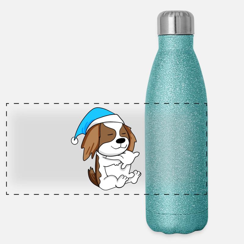 Chien de race Charles Spaniel Gourde isotherme panoramique pailletée 500 ml