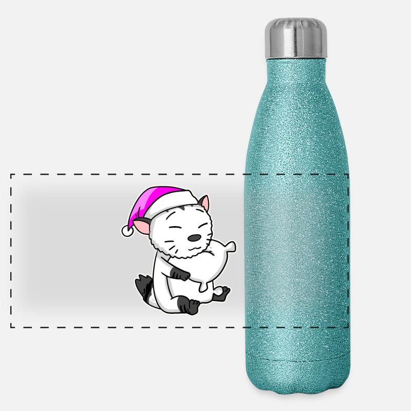 Chat race American Bobtail Gourde isotherme panoramique pailletée 500 ml