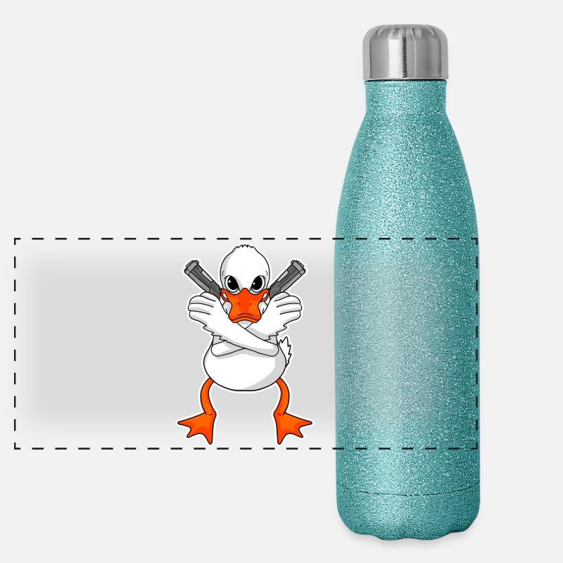 Duck with pistol Panoramic Glitter Thermal Bottle 500 ml
