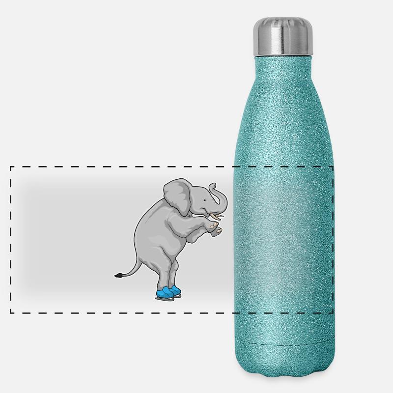 Elefant Eislaufen Schlittschuhe Panorama Glitzer Isolierflasche 500 ml
