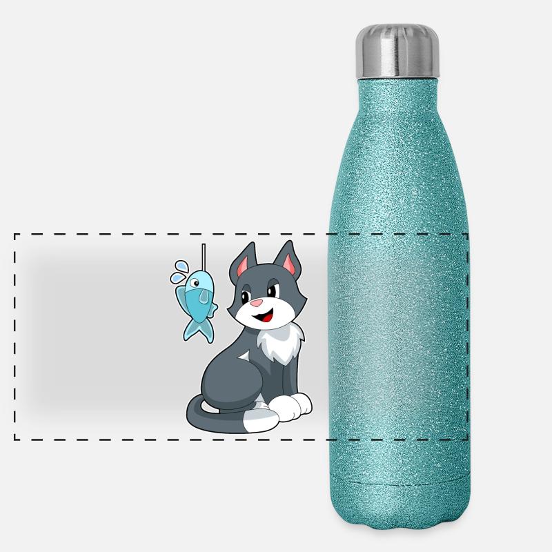 Poisson-appât chat Gourde isotherme panoramique pailletée 500 ml