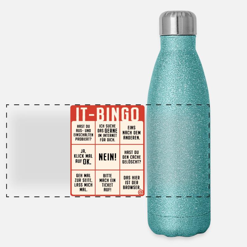 IT Support Bingo Service Desk IT Helpdesk Sysadmin Panorama Glitzer Isolierflasche 500 ml