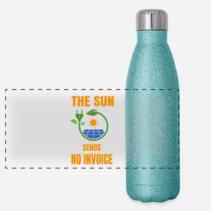 Sonne Keine Rechnung Solaranlage Solarstrom Panorama Glitzer Isolierflasche 500 ml