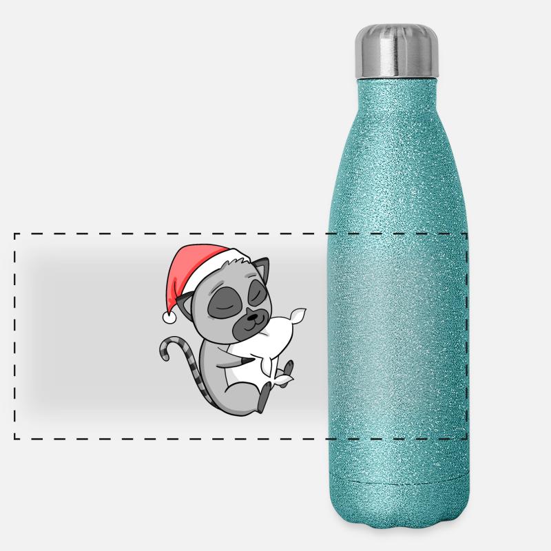 Lémurien Noël Gourde isotherme panoramique pailletée 500 ml