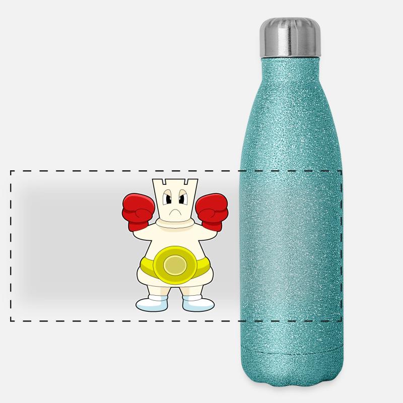Schachfigur Turm Boxer Panorama Glitzer Isolierflasche 500 ml