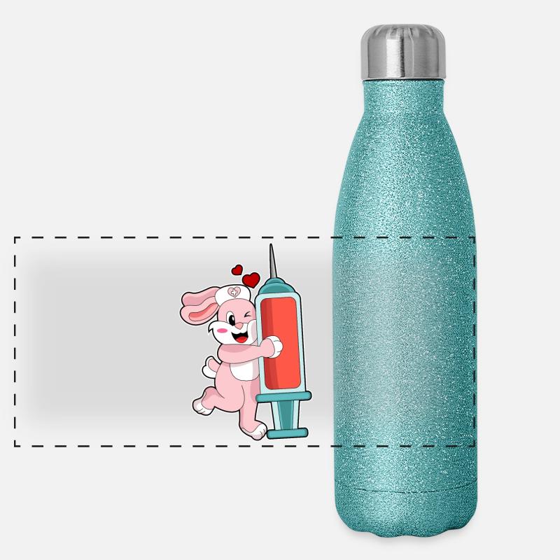 Seringue d’infirmière lapin Gourde isotherme panoramique pailletée 500 ml
