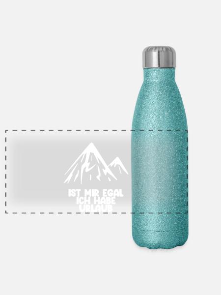 Urlaub Spruch Berg Berge - Panorama Glitzer Isolierflasche 500 ml - Blau Glitzer