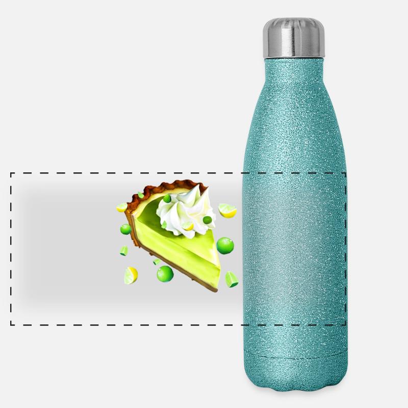 Lime Cake Piece Key Lime Pie Panoramic Glitter Thermal Bottle 500 ml