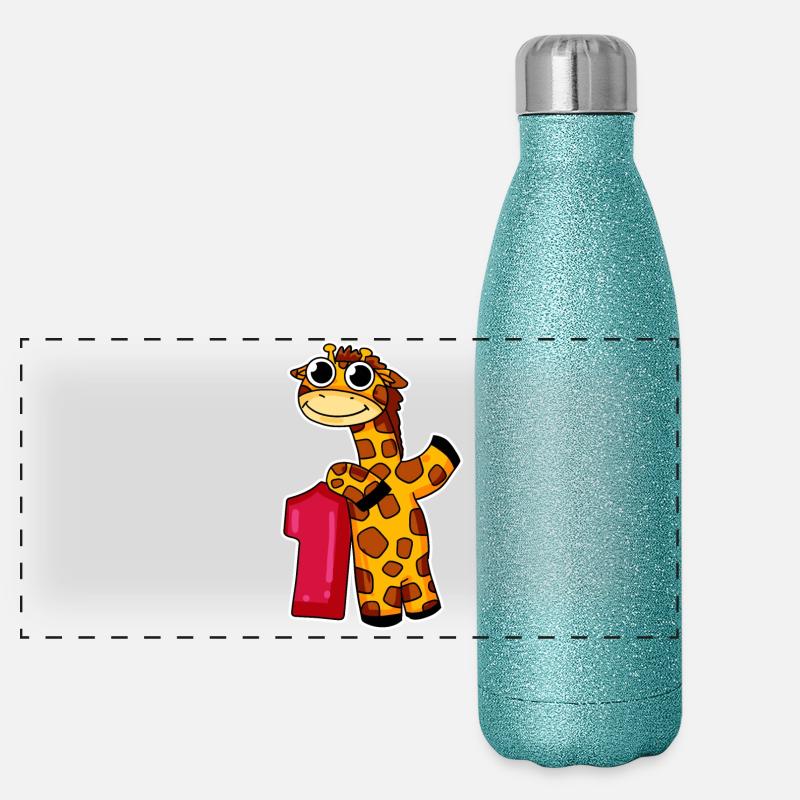 1 year old - school enrolment - giraffe motif Panoramic Glitter Thermal Bottle 500 ml