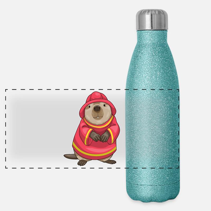 Brigade de pompiers de castors Gourde isotherme panoramique pailletée 500 ml