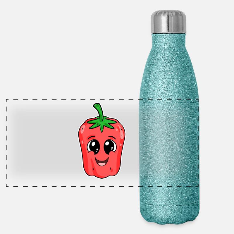 Pepper Face Motif Cute Panoramic Glitter Thermal Bottle 500 ml