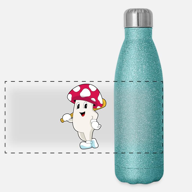 Batte de baseball Mushroom Gourde isotherme panoramique pailletée 500 ml