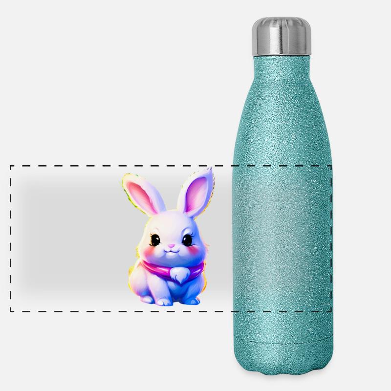 cute Easter Bunny - cute rabbit Panoramic Glitter Thermal Bottle 500 ml