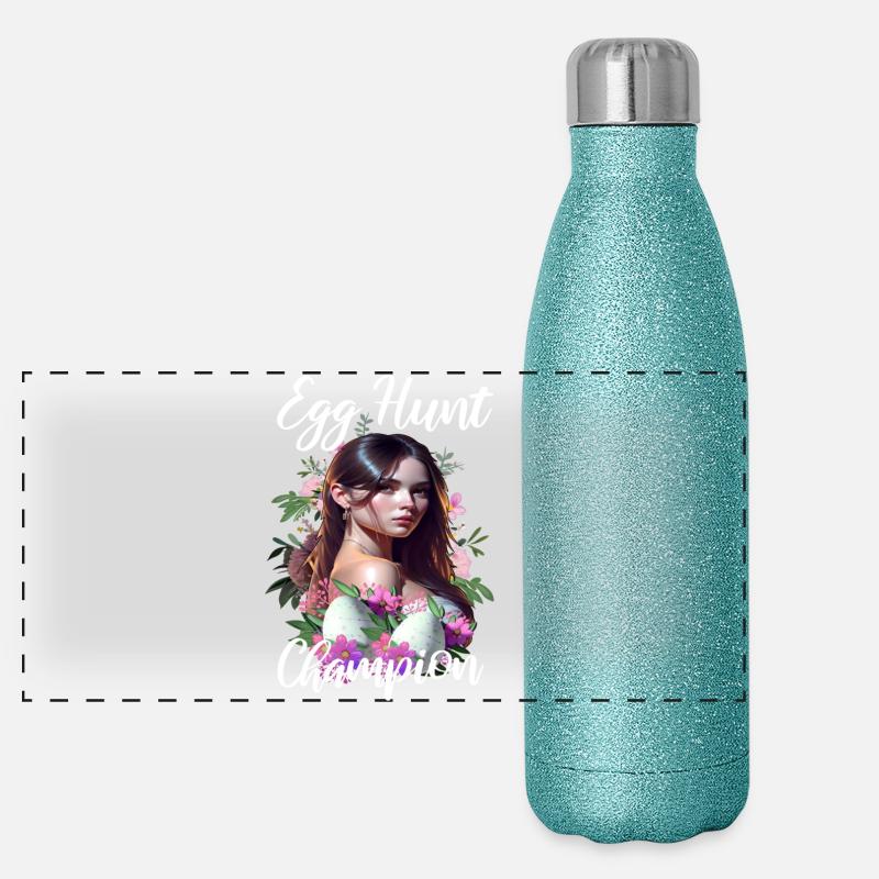 Fille championne de chasse aux œufs Gourde isotherme panoramique pailletée 500 ml