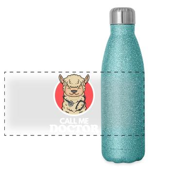 Médecin Médecin Vétérinaire - Gourde isotherme panoramique pailletée 500 ml - paillettes bleues - Devant