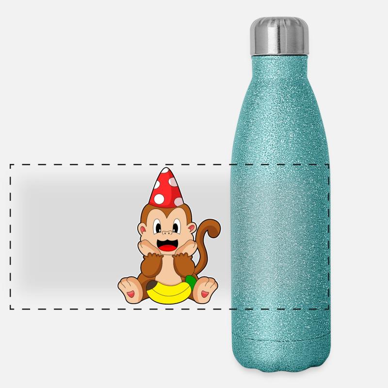 Affe Geburtstag Partyhut Panorama Glitzer Isolierflasche 500 ml