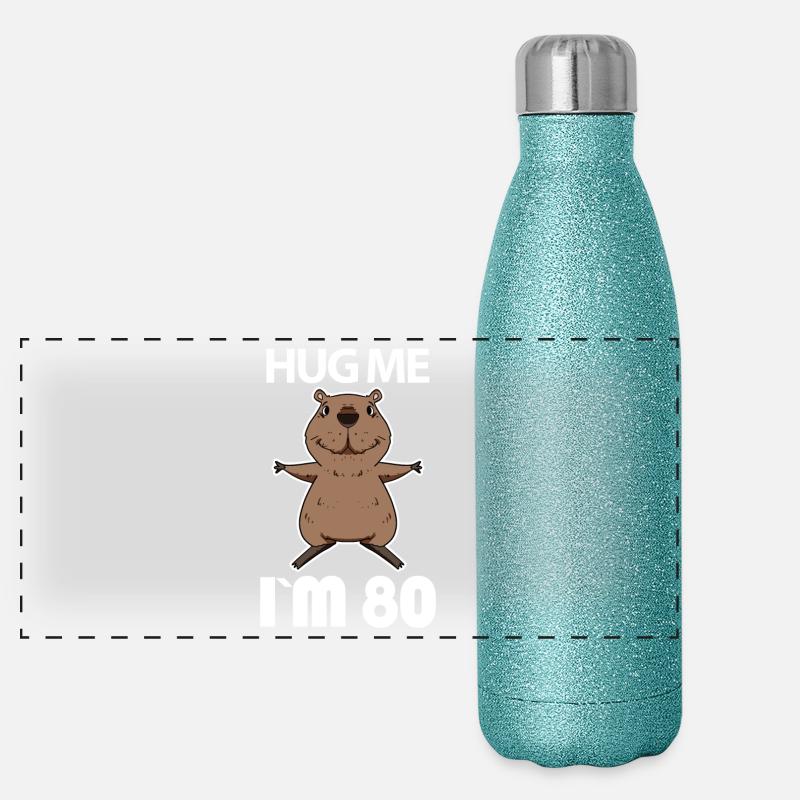 80 birthday - 80 years - hug Panoramic Glitter Thermal Bottle 500 ml