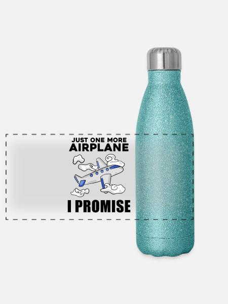 Flugzeug Pilot Spruch Geschenk - Panorama Glitzer Isolierflasche 500 ml - Blau Glitzer