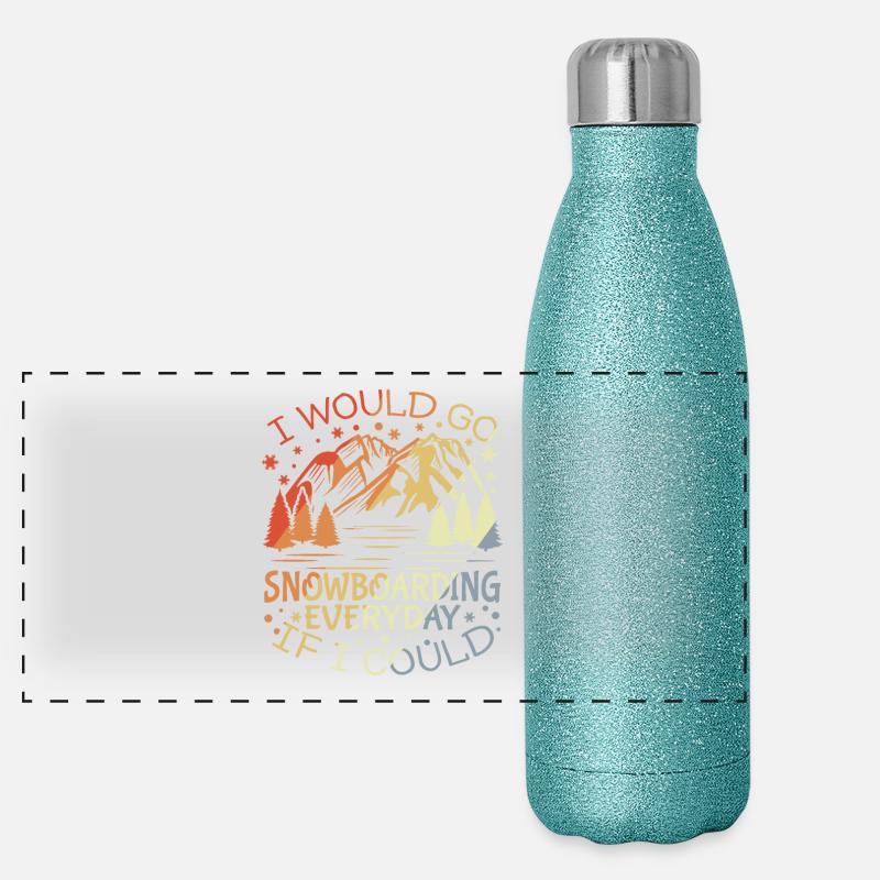 Motivation des snowboarders Gourde isotherme panoramique pailletée 500 ml