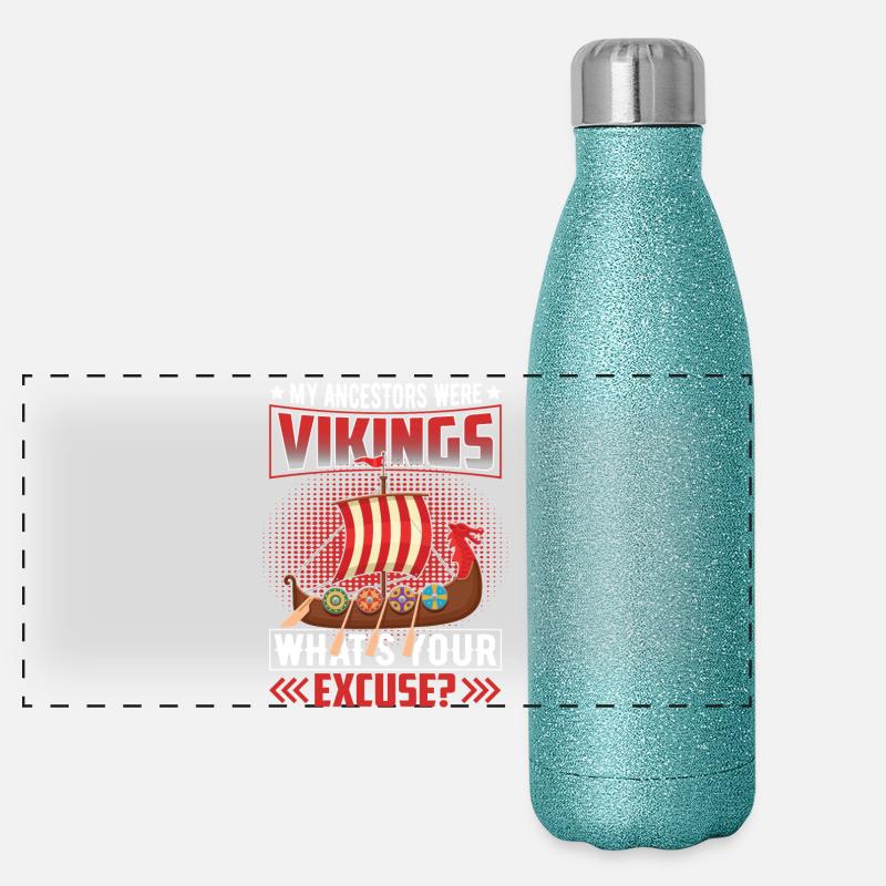 Wikinger Vorfahre Panorama Glitzer Isolierflasche 500 ml