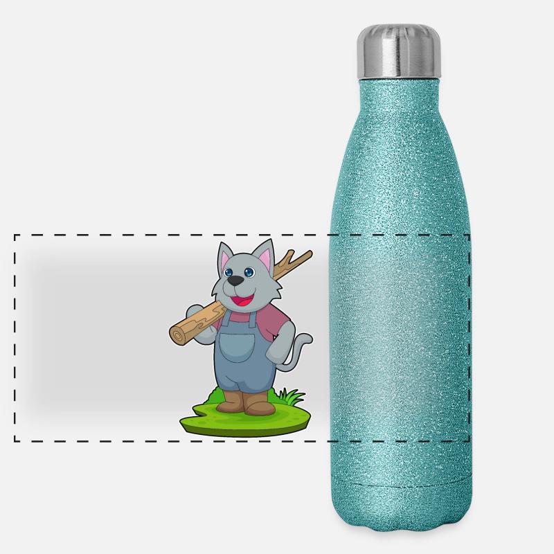 Forêt du bois de bûcherons Cat Gourde isotherme panoramique pailletée 500 ml