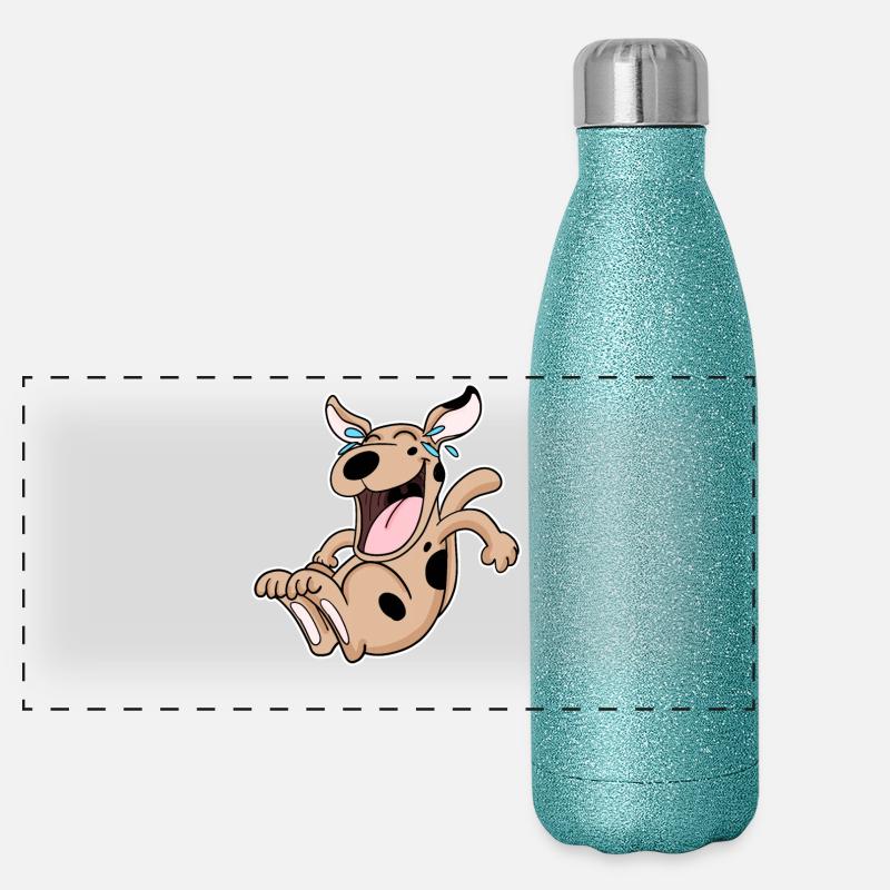 Lachender Hund Panorama Glitzer Isolierflasche 500 ml