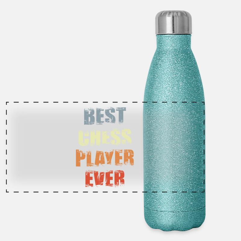 Bester Schachspieler Panorama Glitzer Isolierflasche 500 ml