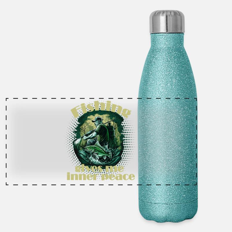 Fishing inner peace Panorama Glitzer Isolierflasche 500 ml