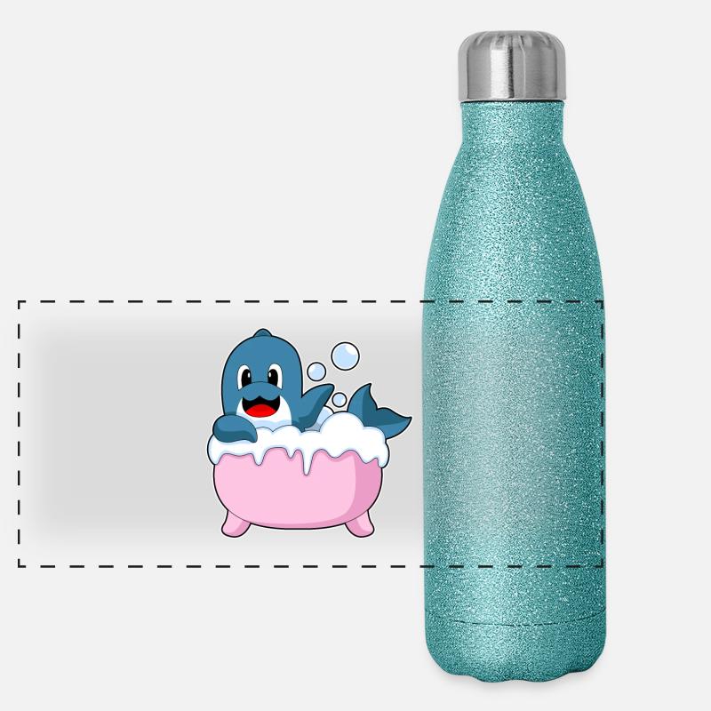 Dolphin Bathing Bathtub Panoramic Glitter Thermal Bottle 500 ml