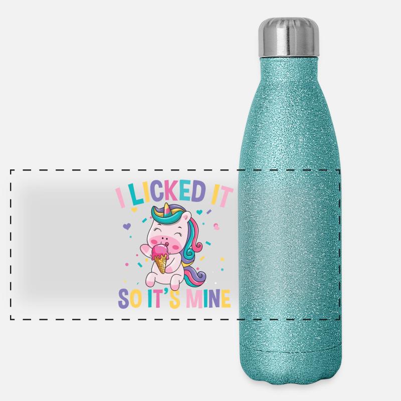 I licked it so it s mine - Panorama Glitzer Isolierflasche 500 ml - Blau Glitzer