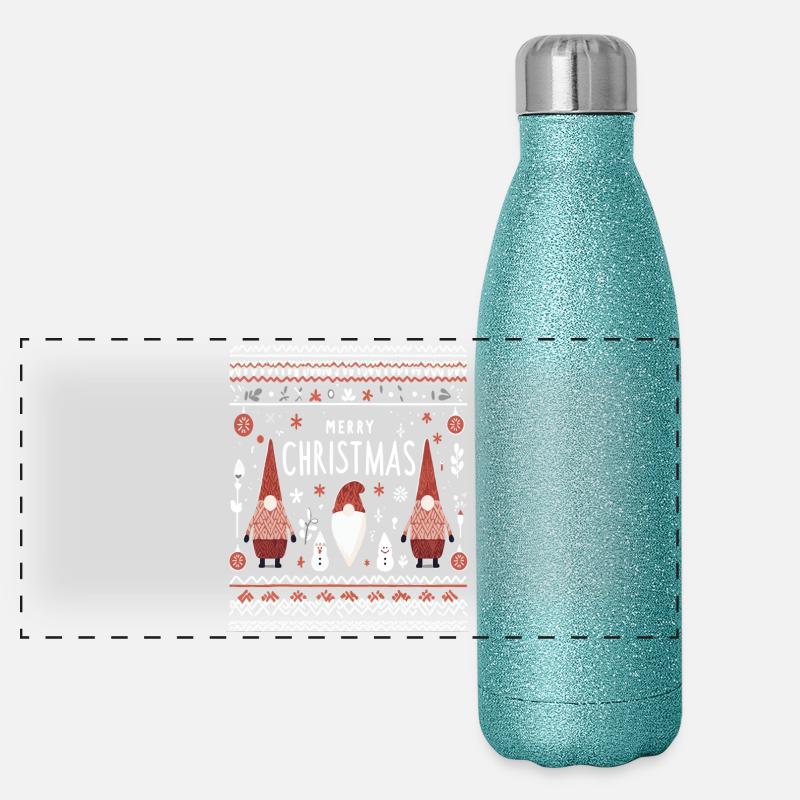 Gnomes de Noël moches Gourde isotherme panoramique pailletée 500 ml