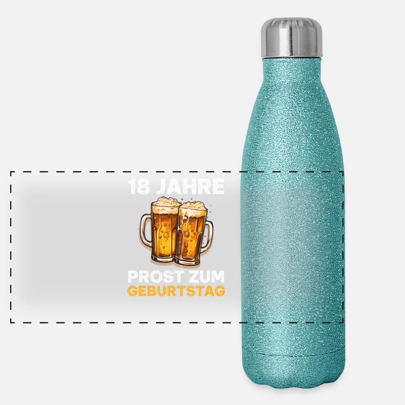 Lustiger 18 Geburtstag Bier Bierliebhaber Spruch Panorama Glitzer Isolierflasche 500 ml