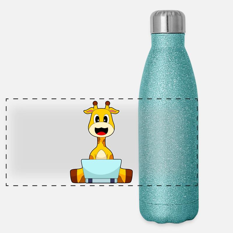 Giraffe Laptop Panoramic Glitter Thermal Bottle 500 ml