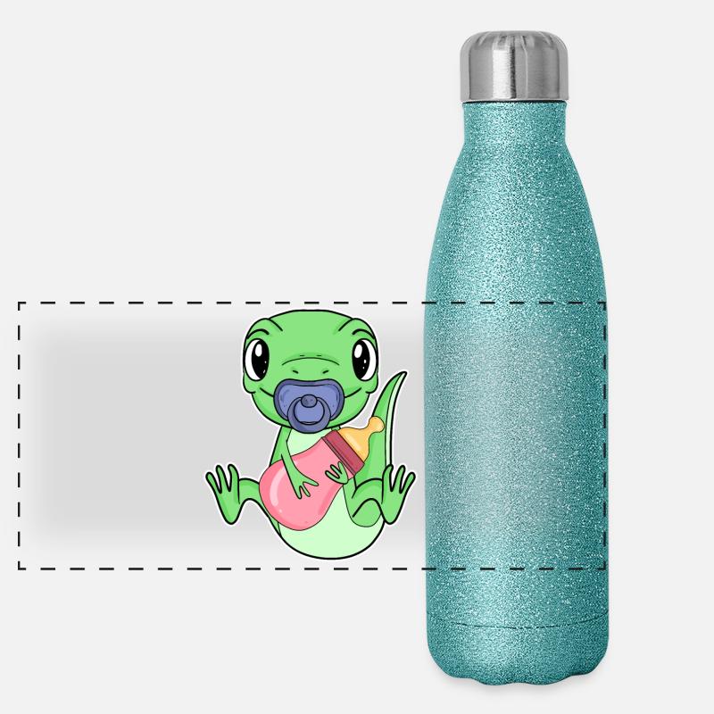 Baby Echse Motiv Panorama Glitzer Isolierflasche 500 ml