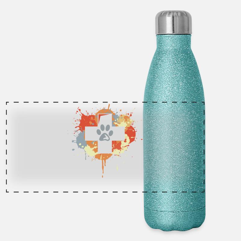 Veterinarian first aid drawing Panoramic Glitter Thermal Bottle 500 ml