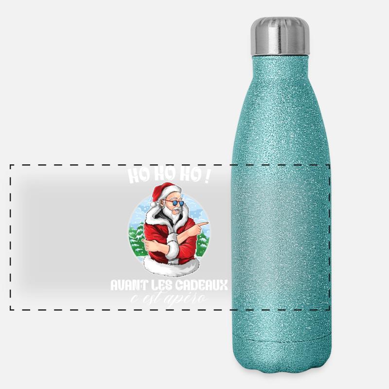 Apéro Cadeaux Pull Moche De Noël Famille Noel Gourde isotherme panoramique pailletée 500 ml