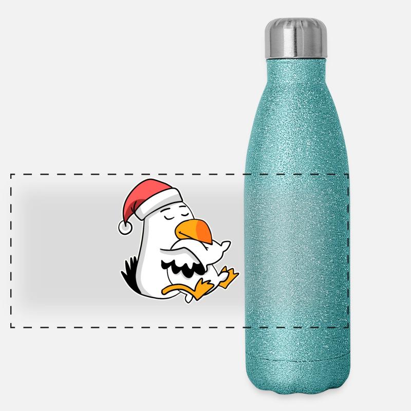 Nordsee Möwe Weihnachten Panorama Glitzer Isolierflasche 500 ml
