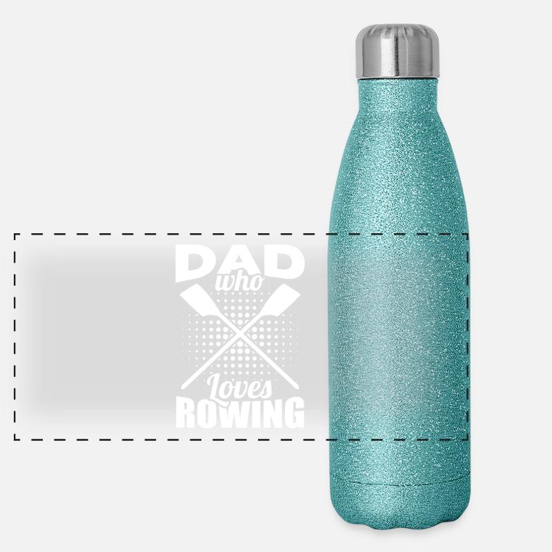 Father who loves rowing Panoramic Glitter Thermal Bottle 500 ml