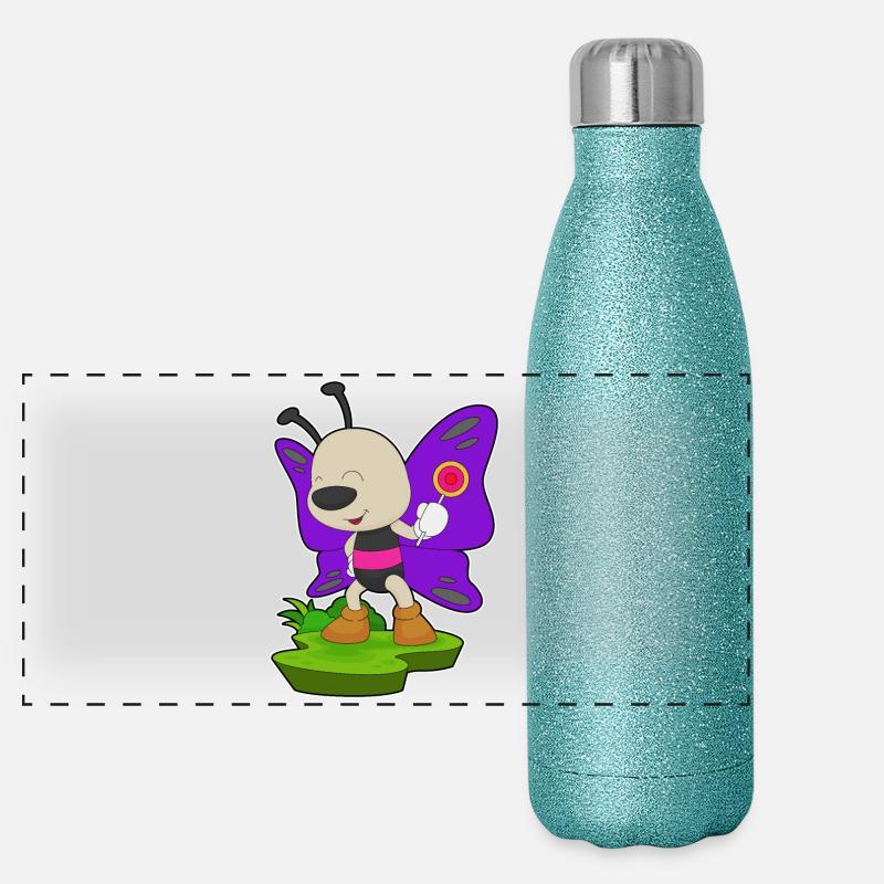 Sucette papillon Gourde isotherme panoramique pailletée 500 ml