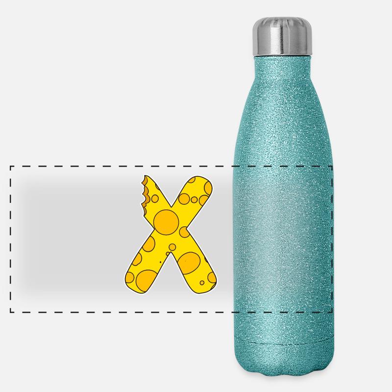 Lettre X - Lettre initiale X - Motif Fromage Gourde isotherme panoramique pailletée 500 ml