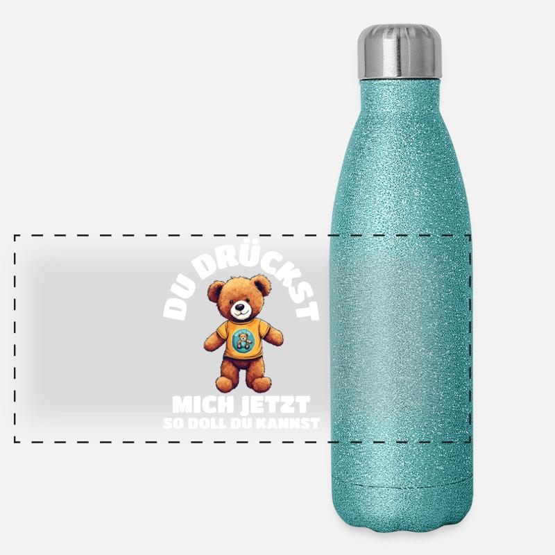 teddybär du drückst mich jetzt so doll du kannst Panorama Glitzer Isolierflasche 500 ml