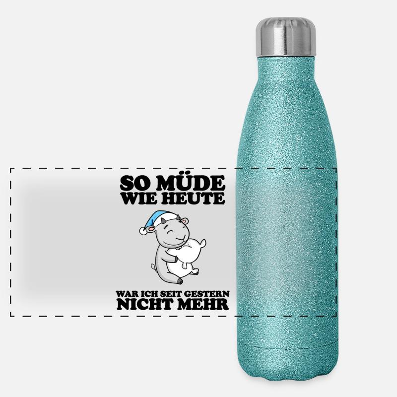 Ausschlafen Müde Spruch lustig Schlafen - Ziege Panorama Glitzer Isolierflasche 500 ml