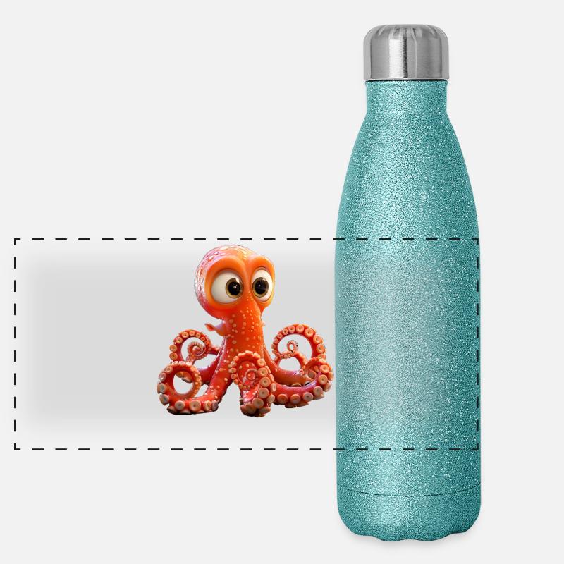 Octopus Small Octopus Cuttlefish Cute Octopus Panoramic Glitter Thermal Bottle 500 ml