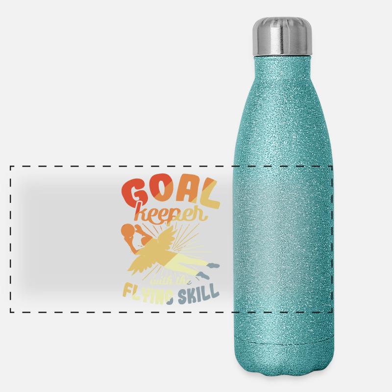 Gardien de but avec des compétences de vol Gourde isotherme panoramique pailletée 500 ml