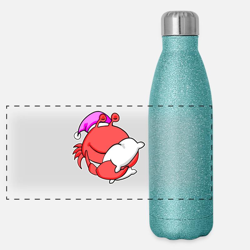 Krabbe Müde Ausschlafen Schlafen Mädchen Panorama Glitzer Isolierflasche 500 ml