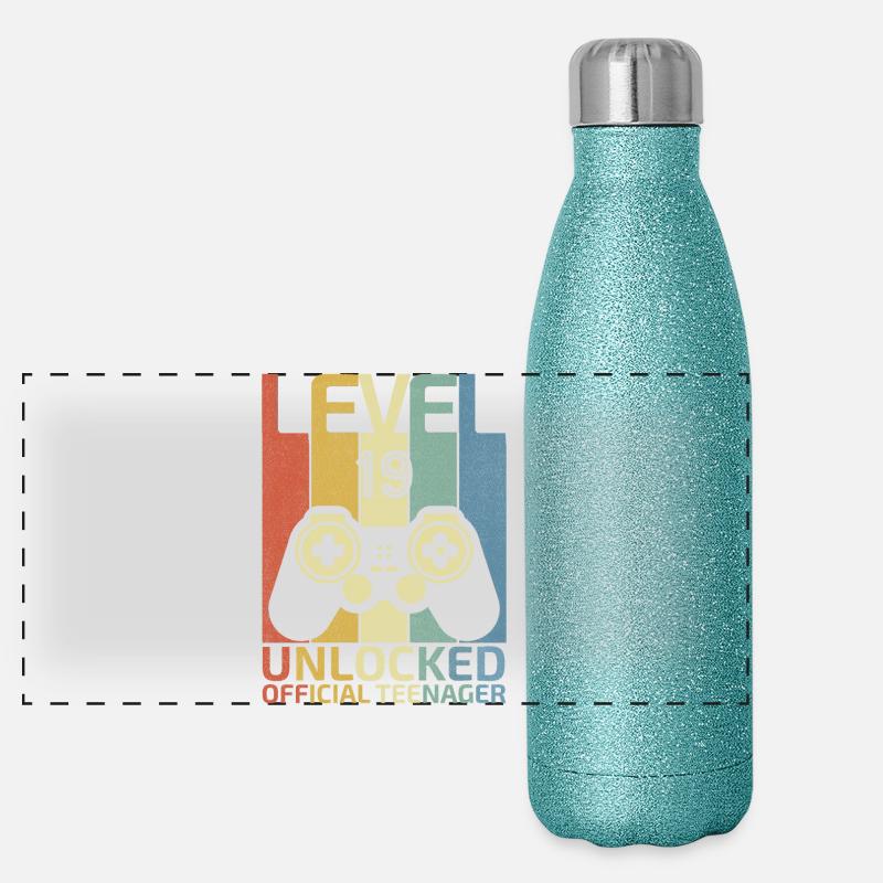 Niveau 19 : Adolescent officiel débloqué Gourde isotherme panoramique pailletée 500 ml