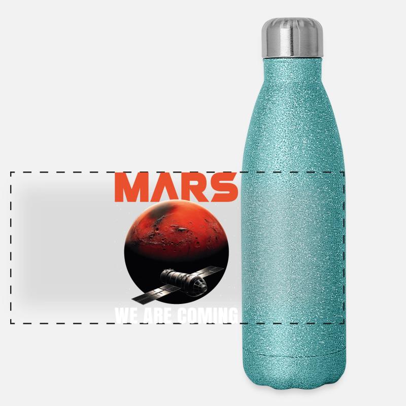 Mars Mission Planète rouge Vaisseau spatial spatial Gourde isotherme panoramique pailletée 500 ml