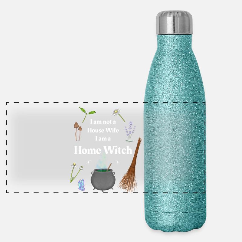Ich bin keine Hausfrau, ich bin eine Haushexe Panorama Glitzer Isolierflasche 500 ml