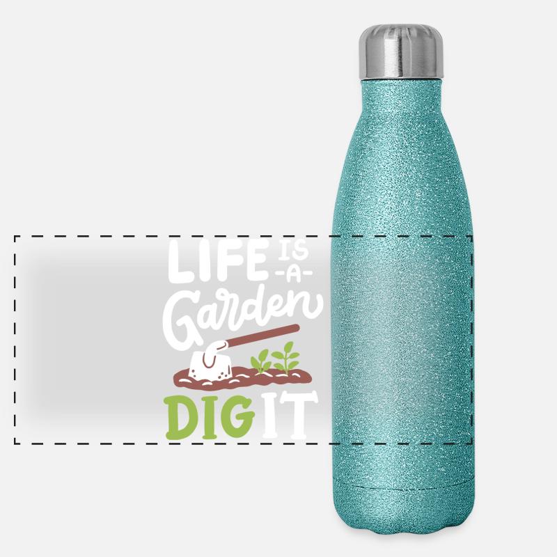 Garten Gartenarbeit Panorama Glitzer Isolierflasche 500 ml